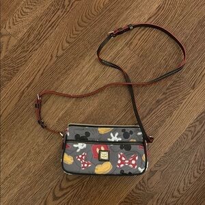Dooney & Bourke Gray and Red Crossbody Bag with Playful Mickey Minnie Design